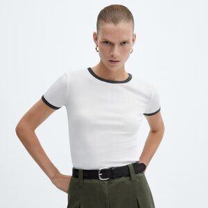 NWT Mango Contrast Trim BOSTON T-shirt Top